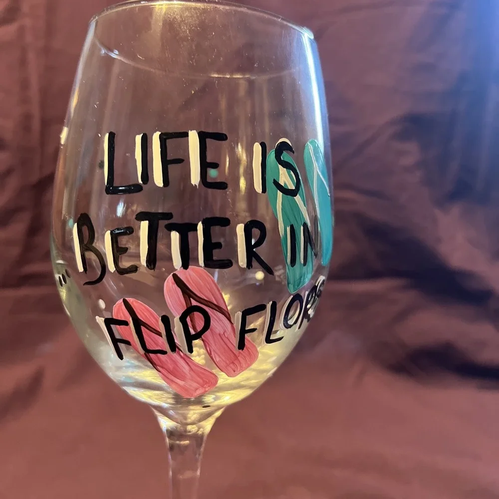 Custom Hand Painted Wine Glasses - set of 2